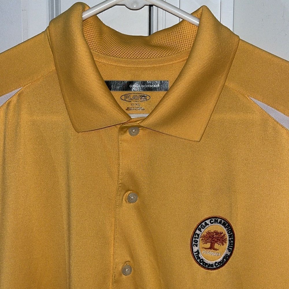 Gold White 2012 PGA Kiawah Island Ocean Course Polo Golf Shirt Greg Norman Shark